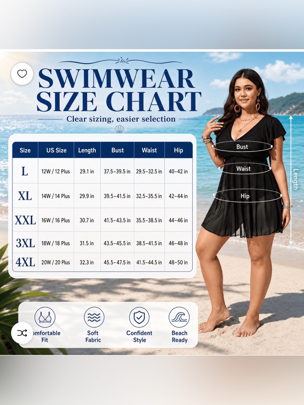 Zando Women's Plus Size Bathing Suit Tummy Control One Piece
Swim Dress - Picture 9 of 9